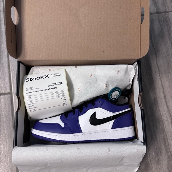 Purple and black jordans. New in box. - Picture 3 of 5